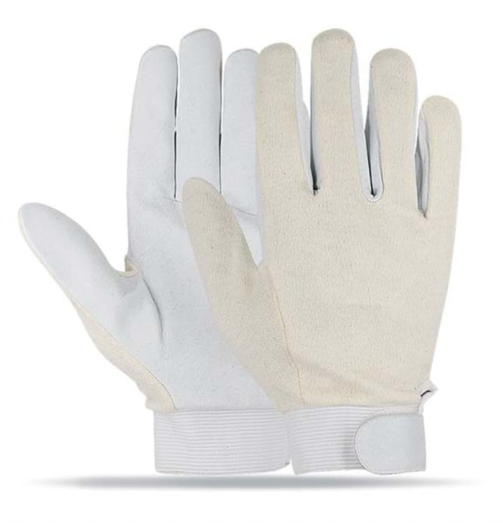 White Cotton Beaded Grip Gloves